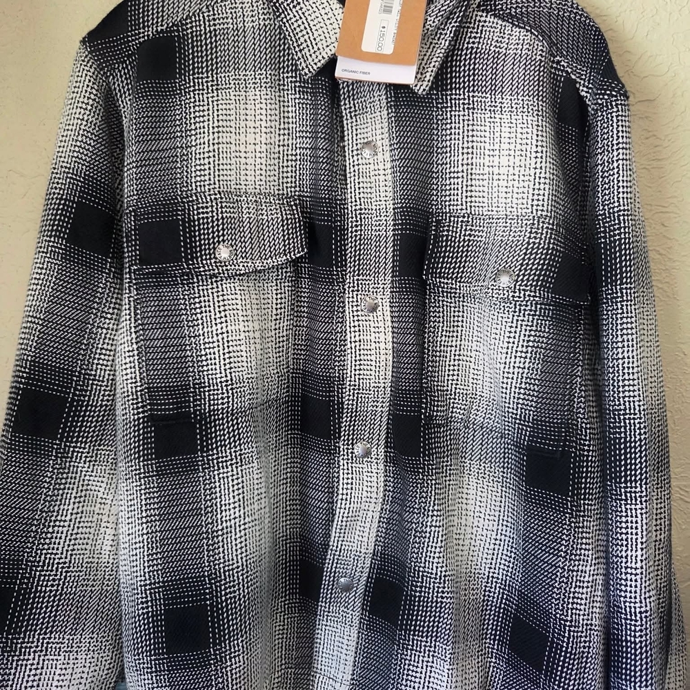 Men's Black and White Plaid Shirt Valley Utility Jacket North Face